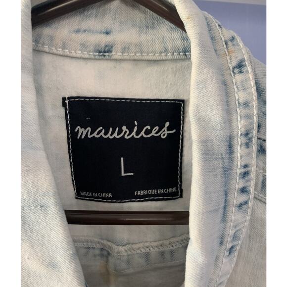 Maurices distressed denin vest top stars amd strips flag heart Patriots Lg farm - Picture 2 of 7